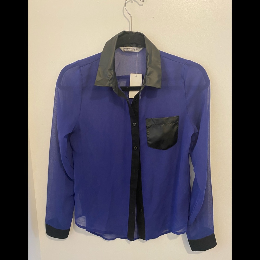 Royal blue button down top